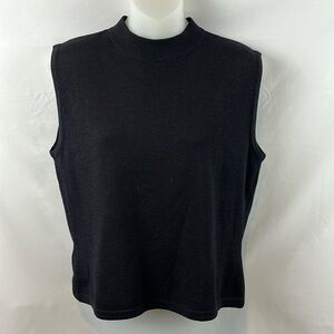 St John Santana Knit Women's‎ Black Sleeveless Tank Top with Gold Bottons Size S